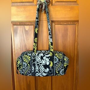 Vera Bradley Quilted hand Bag Black, Gray & Yellow Shoulder Tote